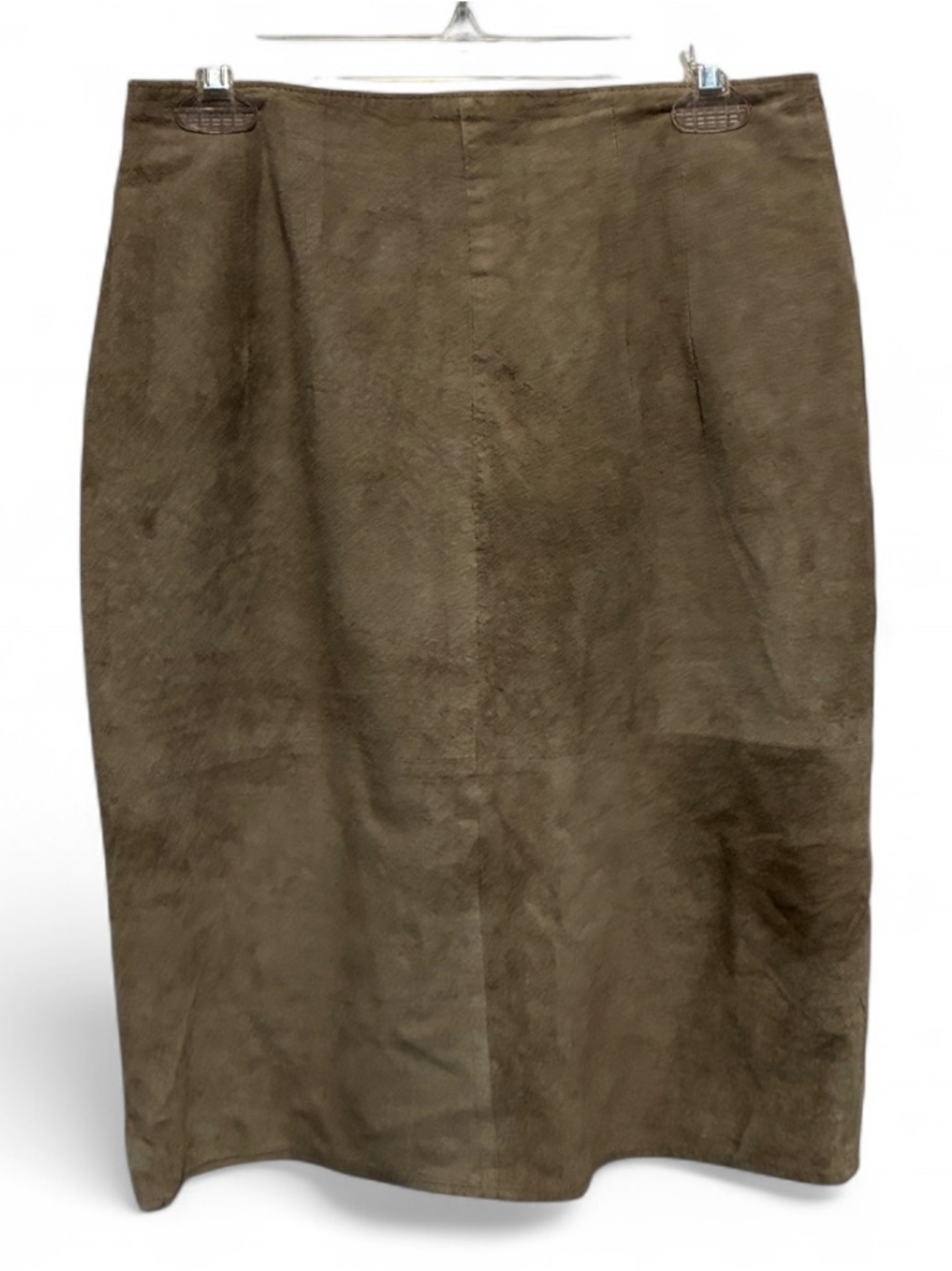 Y2K Genuine Leather Tan Pencil Skirt